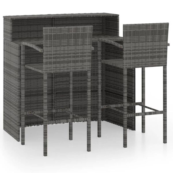 vidaXL 3 Piece Garden Bar Set Grey