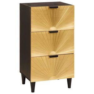 vidaXL Sideboard Black and Gold 40 x 33 x 75 cm Solid mango wood