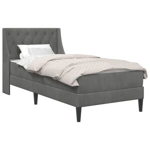 vidaXL Bed Frame with Mattress Dark Grey 90 x 190 cm Velvet