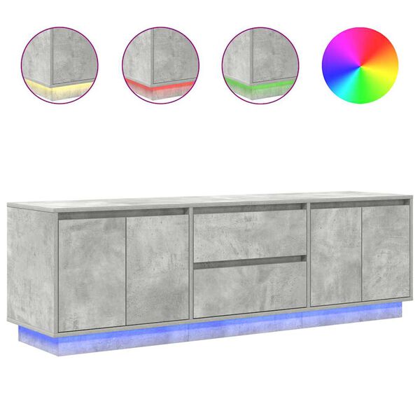 vidaXL TV Cabinet with LED Lights Concrete Grey 160.5x41x50 cm