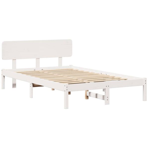 vidaXL Bed Frame with Headboard White 140 x 190 cm Solid Pine Wood