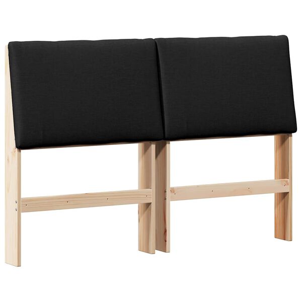 vidaXL Upholstered Headboard Black 140 cm Solid Pine Wood