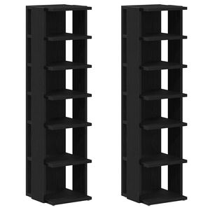 vidaXL Shoe Cabinets 2 pcs Black Oak 25x27x102 cm Engineered Wood