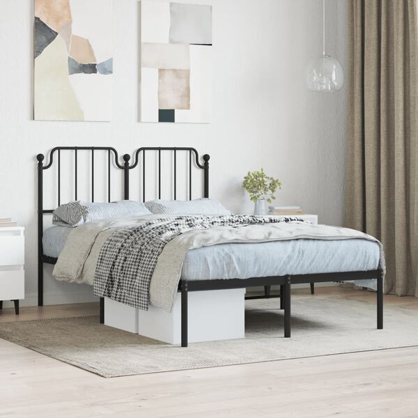 vidaXL Metal Bed Frame without Mattress with Headboard Black 120x190cm