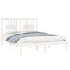 vidaXL Bed Frame without Mattress White Solid Wood Double