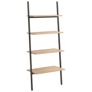 vidaXL 4-Tier Leaning Shelf Light Brown and Black 64x34x150,5 cm