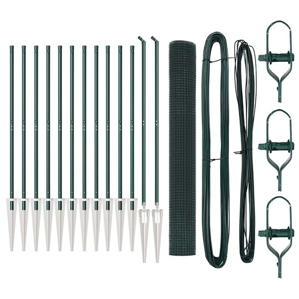 vidaXL Fence Post Green 25 x 1 m (16 x 16 mm mesh) Steel