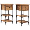vidaXL Bedside Cabinet 2 pcs Brown 33.5 x 36 x 70 cm Engineered Wood