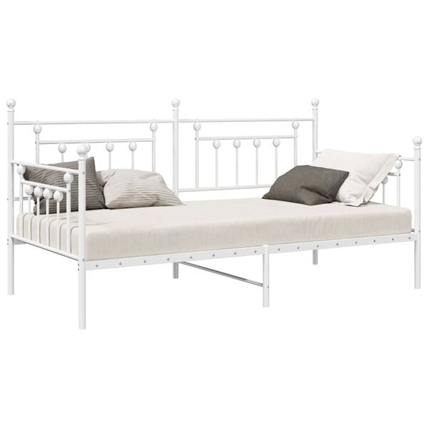 vidaXL Daybed Frame with Headboard White 100 x 190 cm Steel
