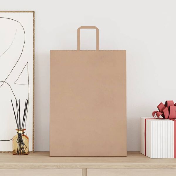 vidaXL Paper Bags 250 pcs with Handles Brown 32x17x44 cm