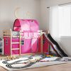 vidaXL Bunk Bed without Mattress with Slide and Curtains Pink 80x200 cm