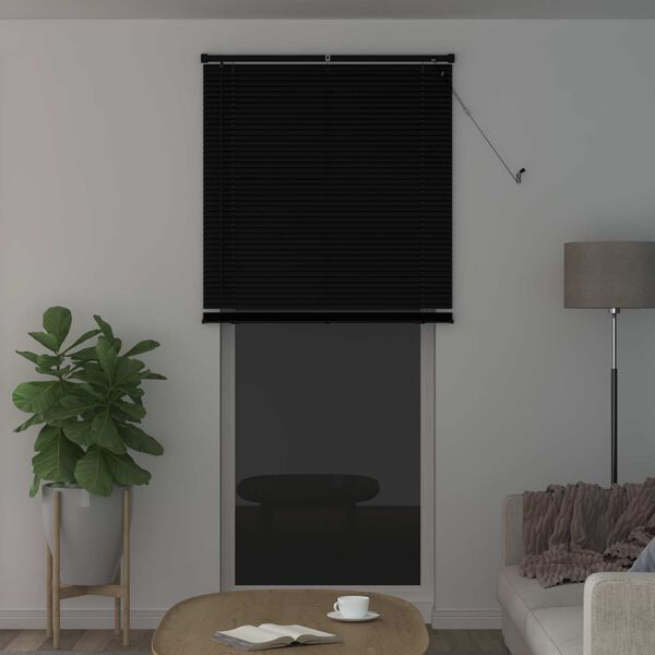 vidaXL Venetian Blind Manual Adjustable Black 213 x 90 cm PVC