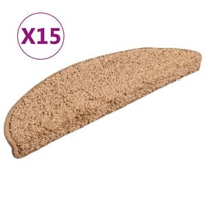 vidaXL Stair Mats 15 pcs 56x17x3 cm Beige Half Round