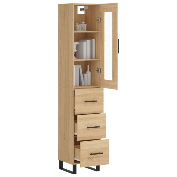 vidaXL Highboard Sonoma Oak 34.5x34x180 cm Engineered Wood