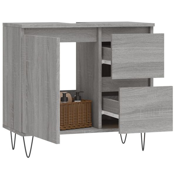 vidaXL Bathroom Cabinet Grey Sonoma 65x33x60 cm Engineered Wood