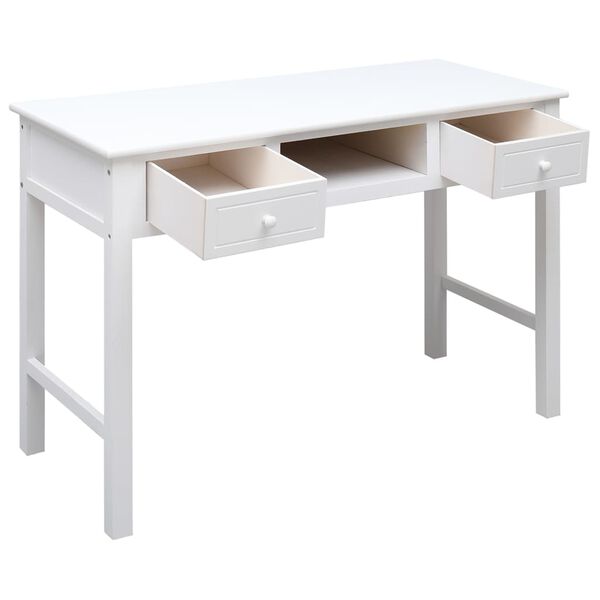 vidaXL Desk White 108x45x76 cm Solid Wood Paulownia