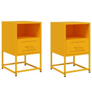 vidaXL Bedside Cabinets 2 pcs Mustard Yellow 36x39x60,5 cm Steel