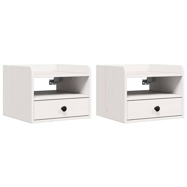 vidaXL Bedside Table 2 pcs White 38 x 36 x 29.5 cm Solid pine wood