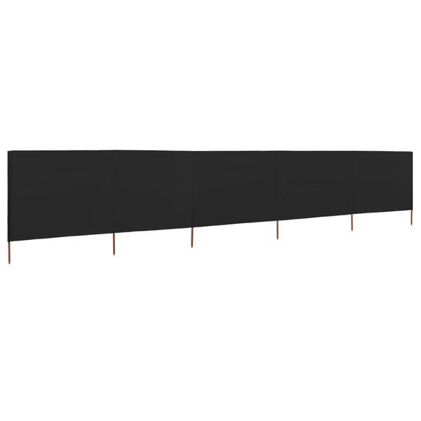 vidaXL 5-panel Wind Screen Fabric 600x120 cm Black