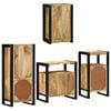 vidaXL Bathroom Furniture Set with Door 4 pcs Brown Soild Mango Wood