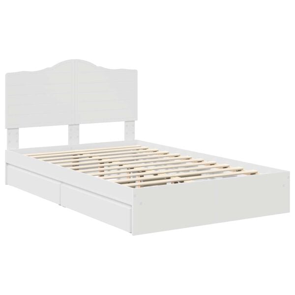 vidaXL Storage Bed with Headboard White 120 x 190 cm Engineered Wood