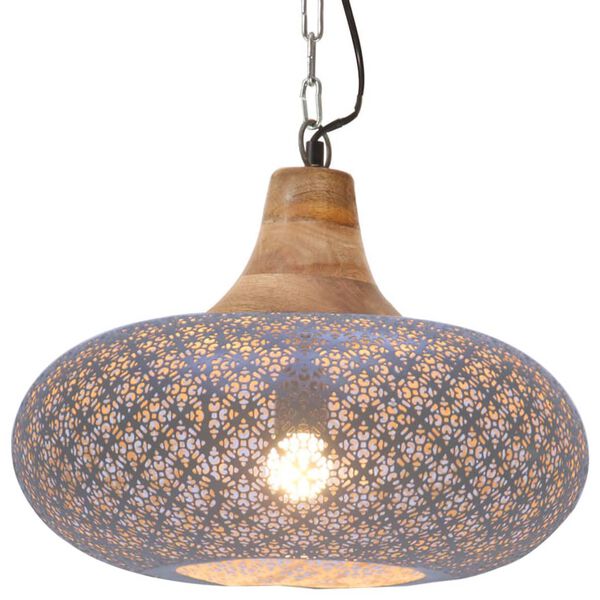 vidaXL Industrial Hanging Lamp Grey Iron & Solid Wood 40 cm E27
