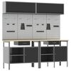 vidaXL Work Bench Set 8 pcs Black and Grey Powder-Coated Steel