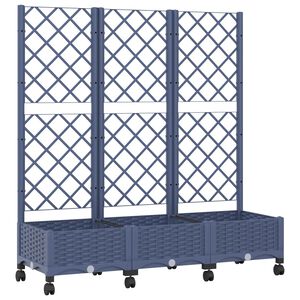 vidaXL Garden Planter with Trellis&Wheels Blue Grey PP