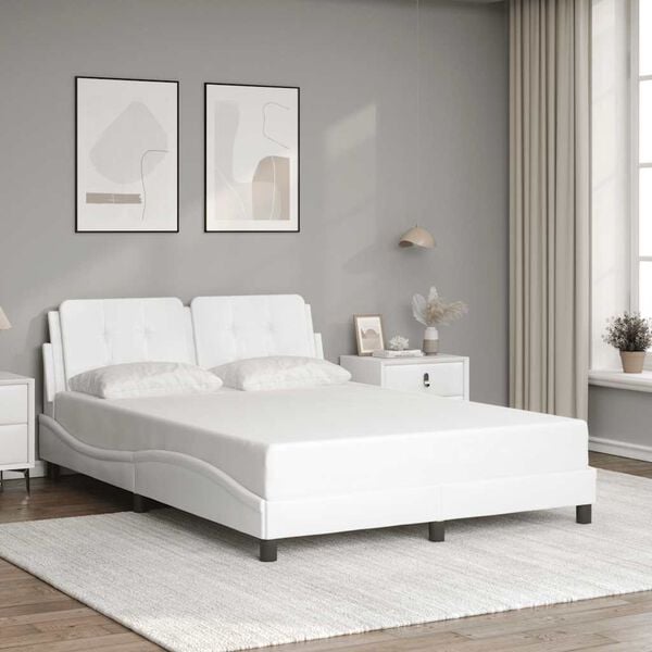 vidaXL Bed Frame without Mattress "Zadar" White 140x200 cm Faux Leather