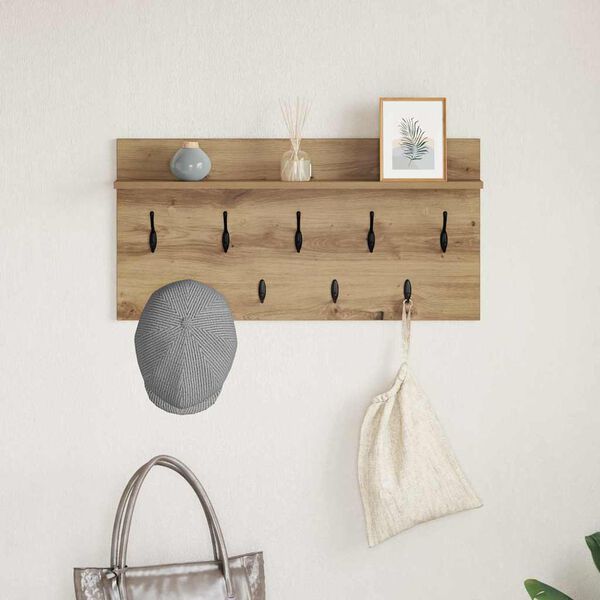 vidaXL Wall-Mounted Coat Rack with Shelf Artisan Oak 80 x 40 x 12 cm