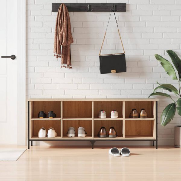 vidaXL Shoe Cabinet Sonoma Oak 131x35x50 cm Engineered Wood