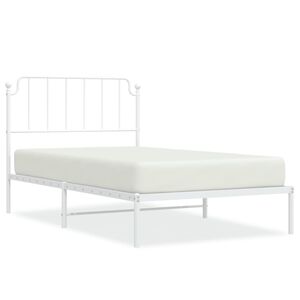 vidaXL Metal Bed Frame without Mattress with Headboard White 107x203cm