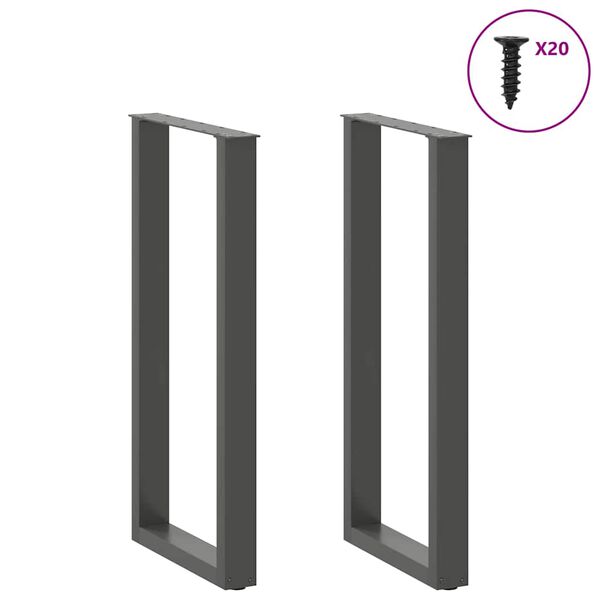 vidaXL Bar Table Legs U-Shaped 2 pcs Anthracite 40x(100-101) cm Steel