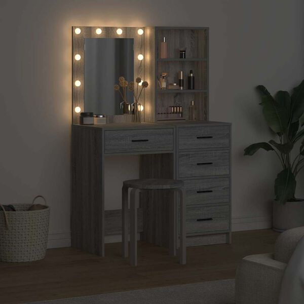 vidaXL Dressing Table 2 pcs Grey 50 x 41 x 135 cm Engineered wood