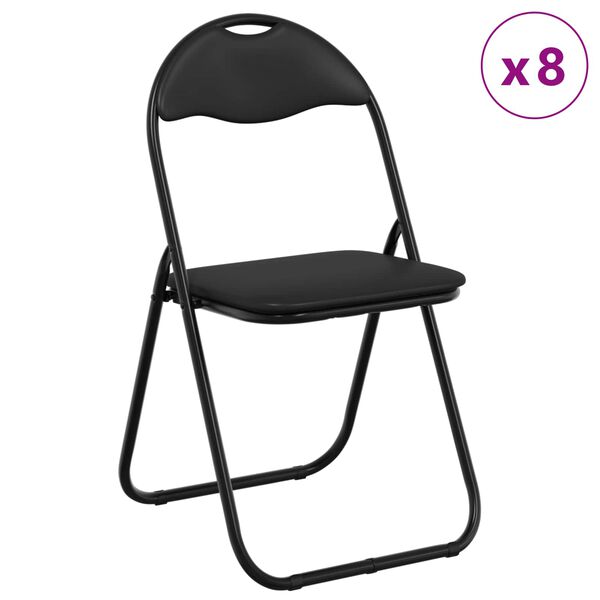 vidaXL Folding Chair 8 pcs Black 48 x 43.5 x 81 cm Faux Leather