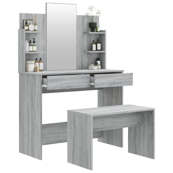 vidaXL Dressing Table Set Grey Sonoma 96x40x142 cm