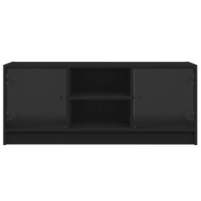 vidaXL TV Cabinet with Glass Doors Black 102x37x42 cm
