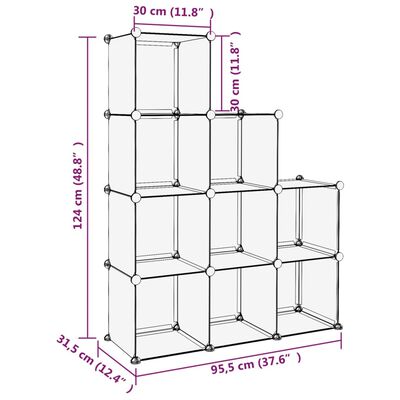 vidaXL Storage Cube Organiser with 9 Cubes Transparent PP
