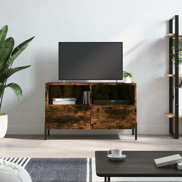 vidaXL TV Cabinet Smoked Oak 80x36x50 cm Engineered Wood