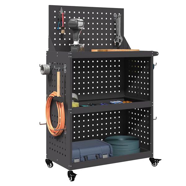 vidaXL Tool Trolley Black 65 x 35 x 111 cm Cold-rolled Steel