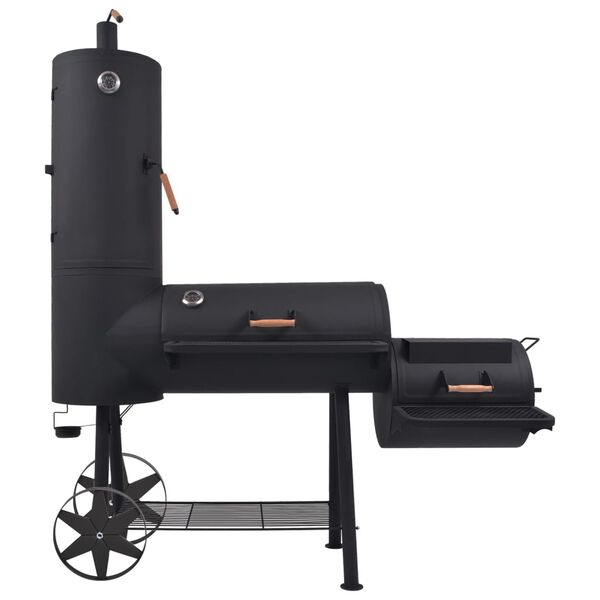 vidaXL BBQ Charcoal Smoker with Bottom Shelf Black Heavy XXL