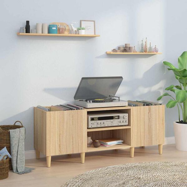 vidaXL Record Cabinet Sonoma Oak 121x38x48 cm Engineered Wood