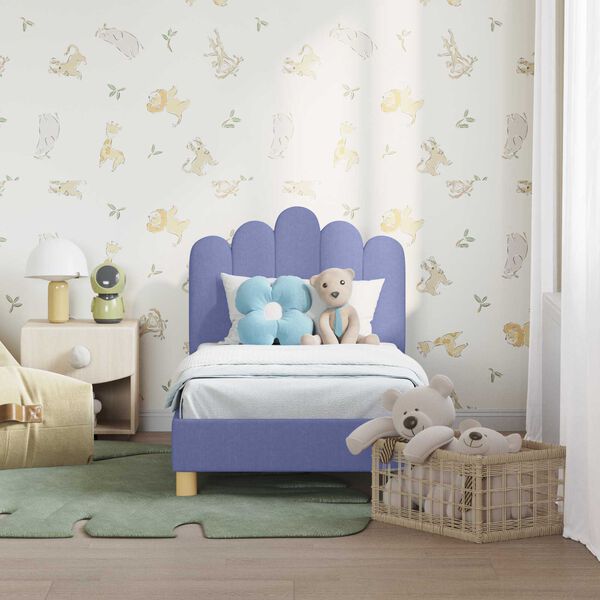 vidaXL Toddler Bed Frame with Headboard Jeans Blue 70 x 140 cm Fabric