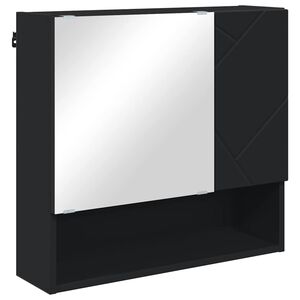 vidaXL Mirror Cabinet with Door Black 59 x 17 x 55 cm Engineered Wood