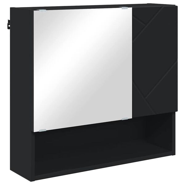 vidaXL Mirror Cabinet with Door Black 59 x 17 x 55 cm Engineered Wood