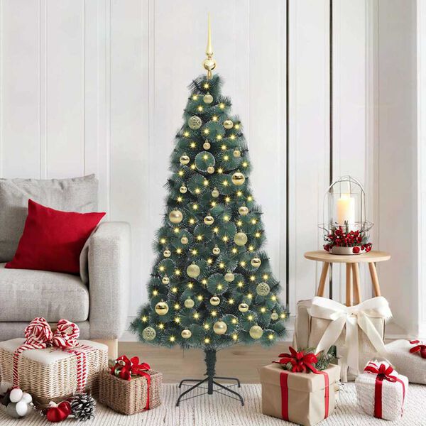 vidaXL Artificial Pre-lit Christmas Tree with Ball Set Green 150 cm