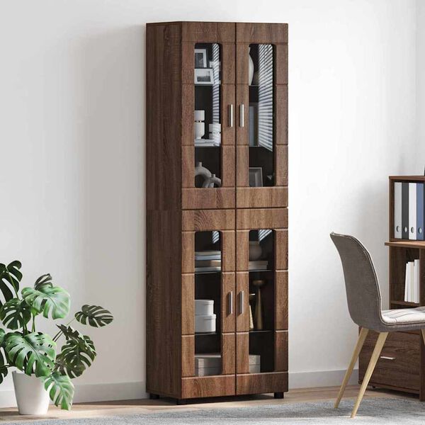 vidaXL Highboard FLORIN Brown Oak 60 x 35 x 182 cm Engineered Wood