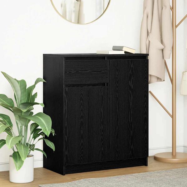 vidaXL Sideboard with Drawer Black Oak 71x35x84 cm Engineered Wood
