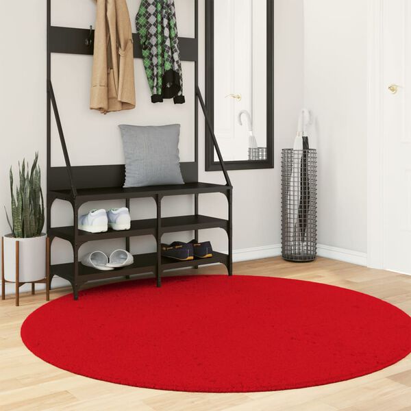 vidaXL Rug HUARTE Short Pile Soft and Washable Red &Oslash; 160 cm