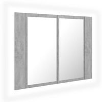 vidaXL LED Bathroom Mirror Cabinet Concrete Grey 60x12x45 cm Acrylic